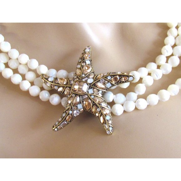 Heidi Daus Designer Pendant White Glass Beads, Crystal Star Pendant Necklace - Picture 12 of 13